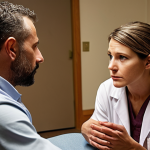 **

A compassionate addiction counselor, resembling a soul investigator, patiently listens to a patient. The scene is warm and empathetic, highlighting the counselor's role in uncovering deep-seated traumas and guiding the patient towards self-reconstruction and a fulfilling life. The counselor is using active listening techniques, creating a safe space for vulnerability and healing.

**
